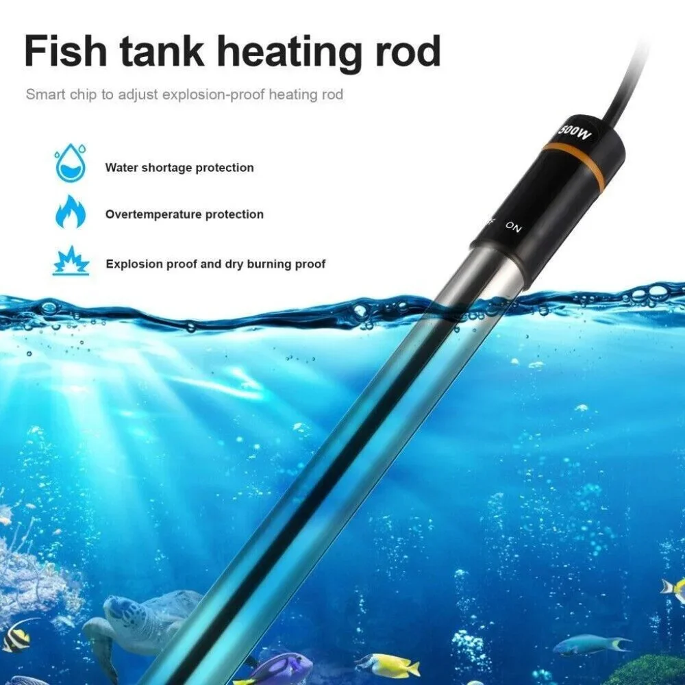 Aquarium Water Heater 500W LCD Submersible Fish Tank Thermostat Heating